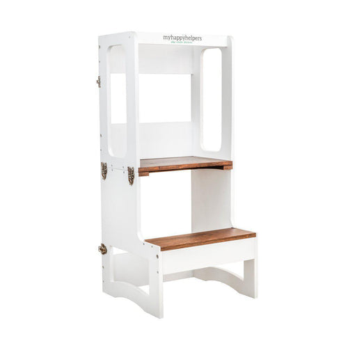 MY HAPPY HELPERS  - TAVOLO - Convertible Learning Tower - Tower to Table - White / Walnut